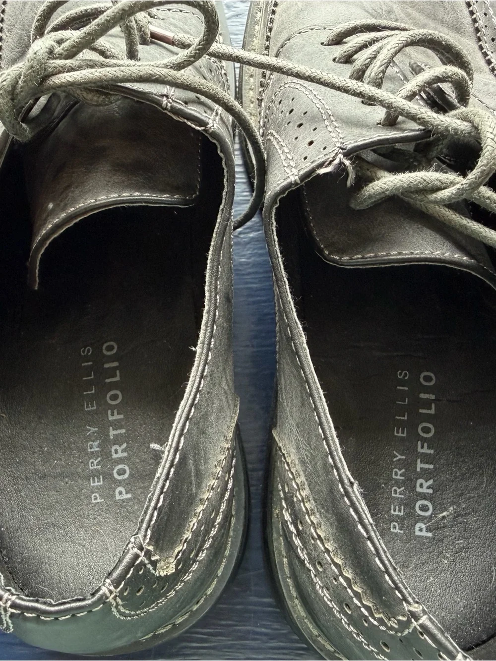 Perry Ellis Portfolio Men's Gray Wingtip Lace-Up Dress Shoes Size 9